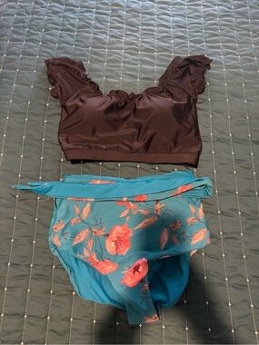 Coral reef reversible bikini set
